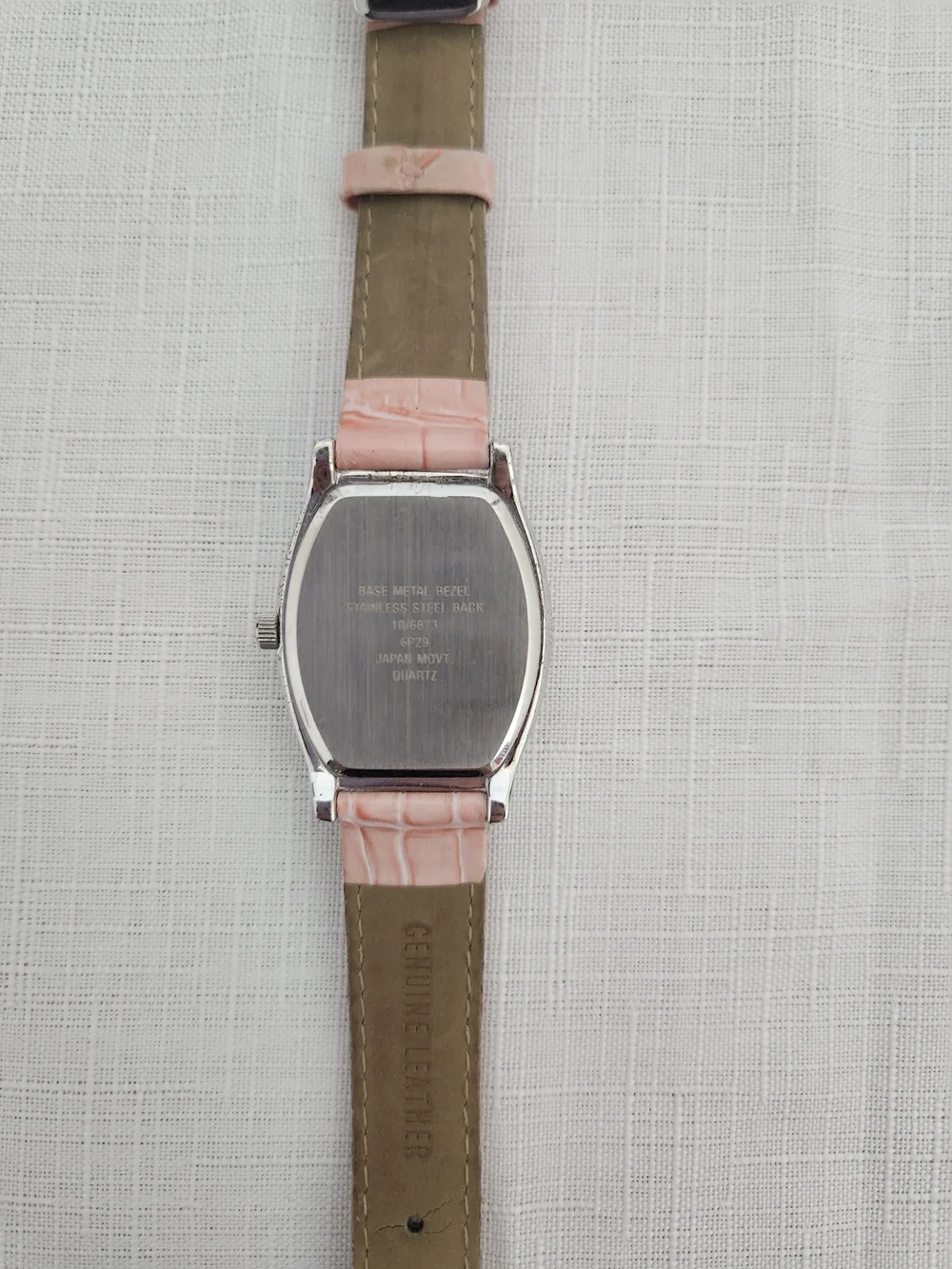 Anne Klein Pink Leather Strap Watch With Crystals